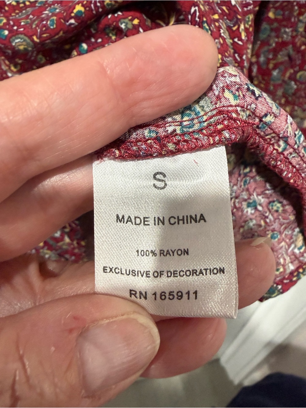Grace + Karma Burgundy Floral Boho Peasant Blouse, size S - Picture 3 of 4